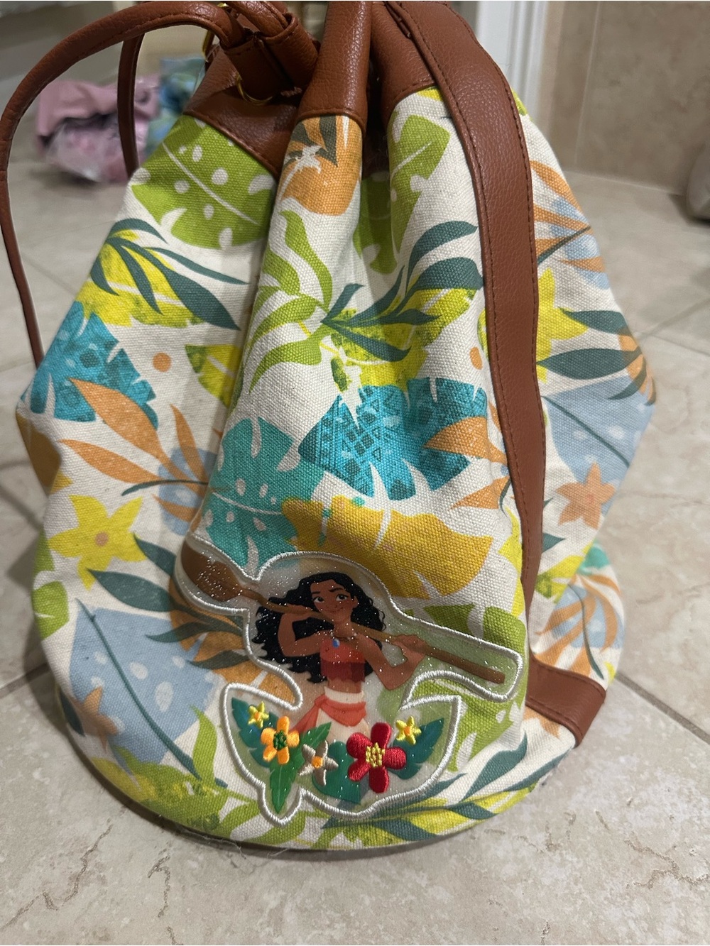 Moana Drawstring Bag with Florals